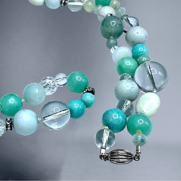 🌺Vintage Sterling, Turquoise, Amazonite, Chrysoprase + Necklace - Picture 6 of 15